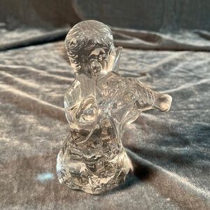 VTG Clear Glass Angel Figurine Playing Violin